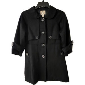 Trade Mark Tulle Black Wool Blend Pea Coat Women's Size Small PRISTINE
